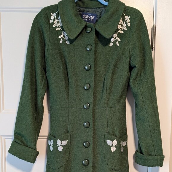 Collectif Heloise Vintage Leaves Coat Women's 6 - Picture 2 of 8